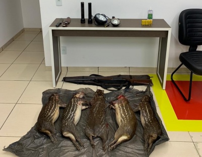  Dois homens são presos com caça irregular e arma em Santa Carmem 