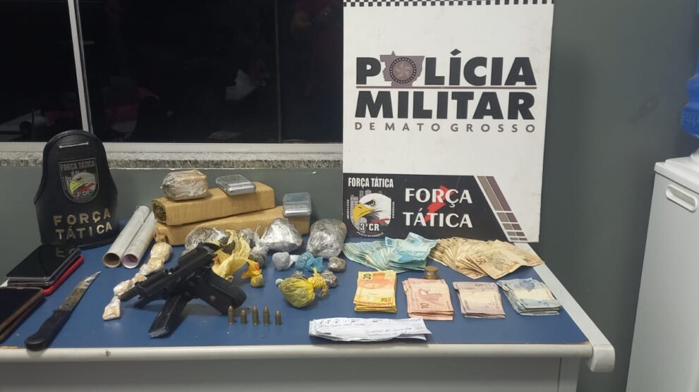 Polícia Militar apreende pistola, munições e drogas em Sinop; dois presos