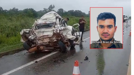 Carro é esmagado em colisão com carreta e condutor morre em Mato Grosso