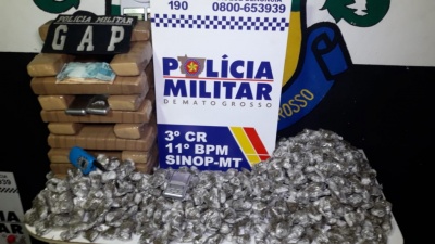 Polícia Militar apreende 25 quilos de maconha que seriam entregues em Sinop-MT