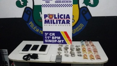 PM apreende entorpecentes durante a madrugada em Sinop; Três são conduzidos a delegacia 