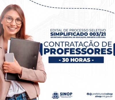 Prefeitura de Sinop lança processo seletivo com 333 vagas para professores